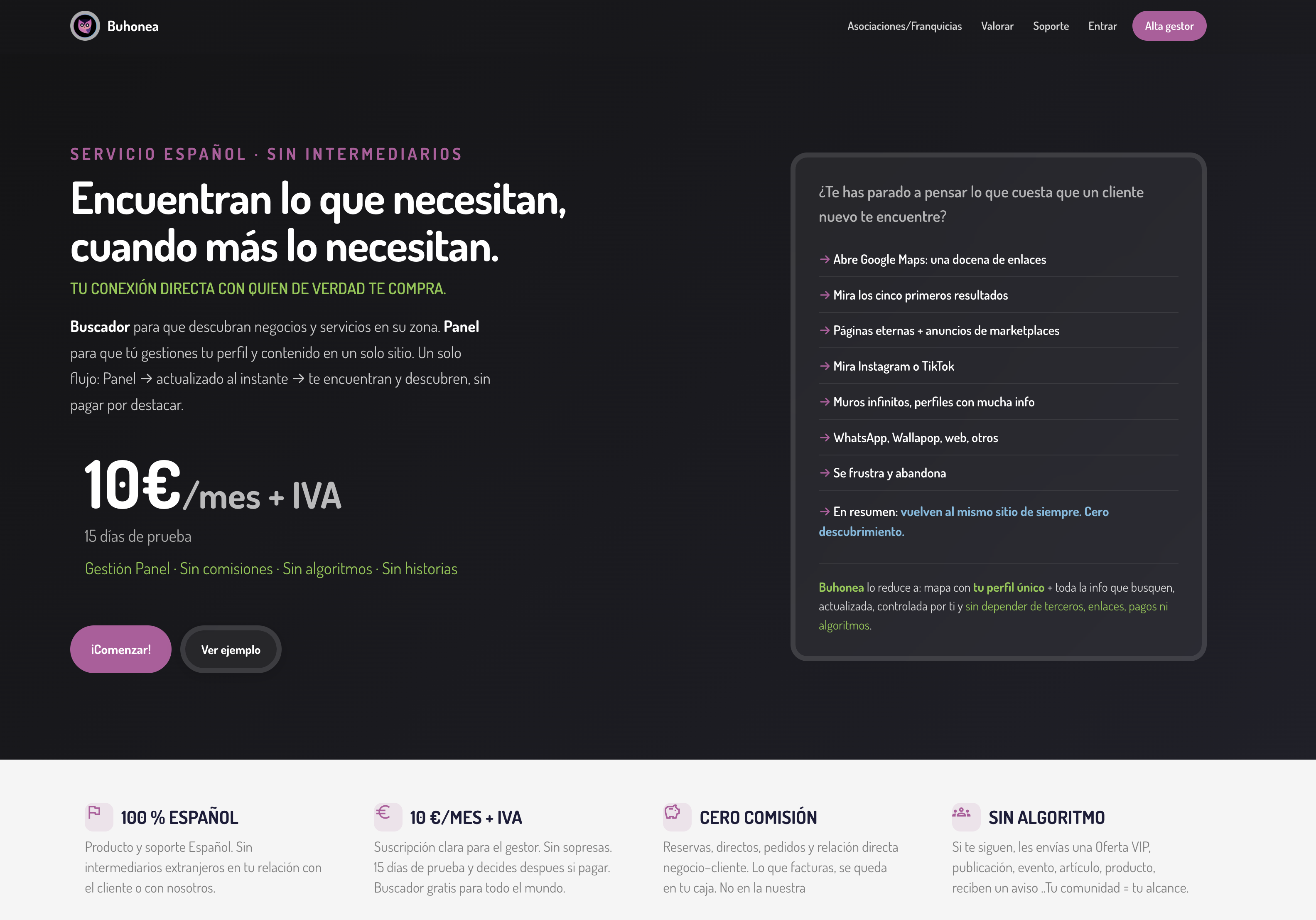 Web Buhonea — la explicación y la captación